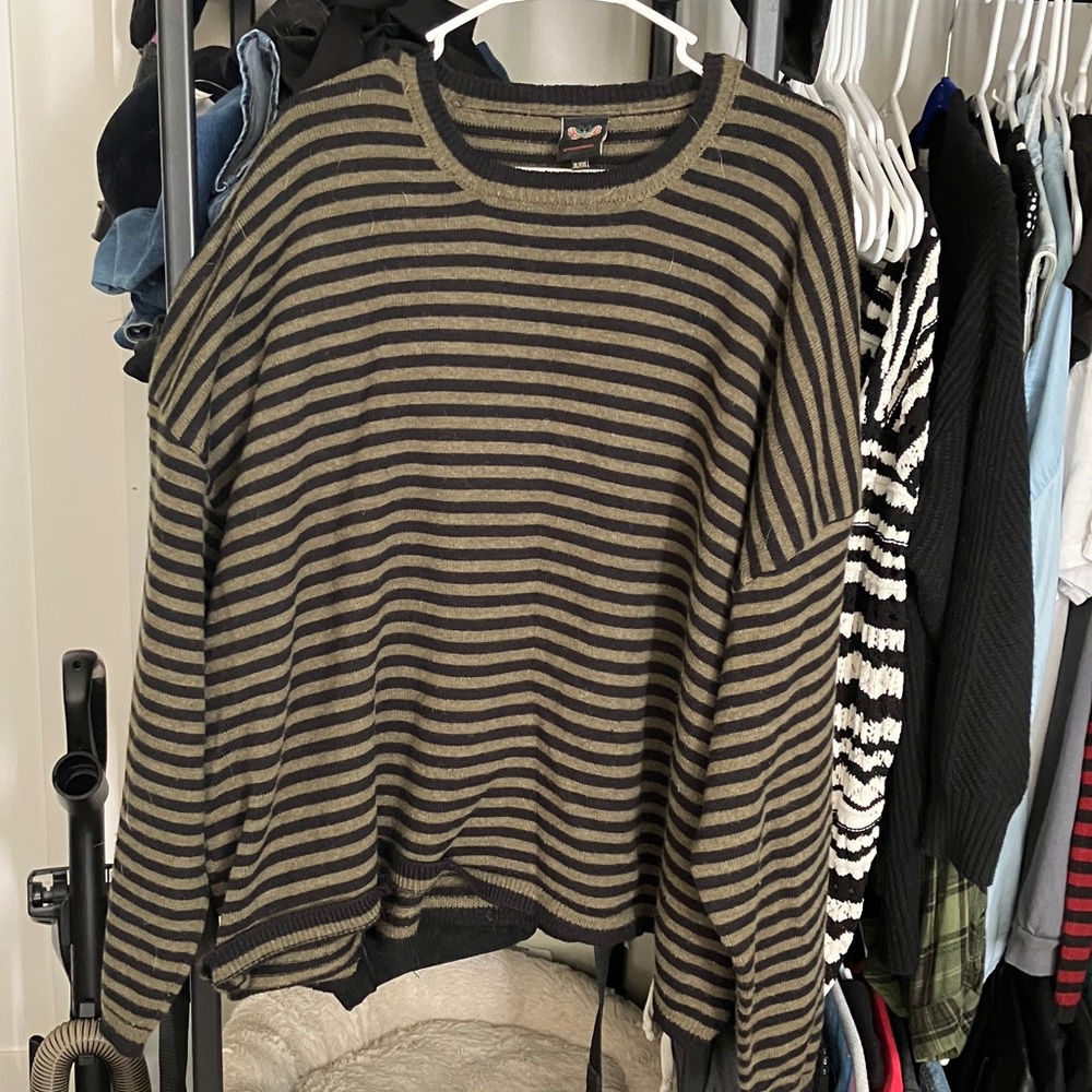 Parker Striped Crewneck Sweater in Black and Green